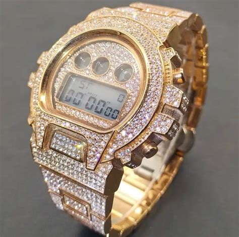 diamond g shock watches replica|iced out g shock watch.